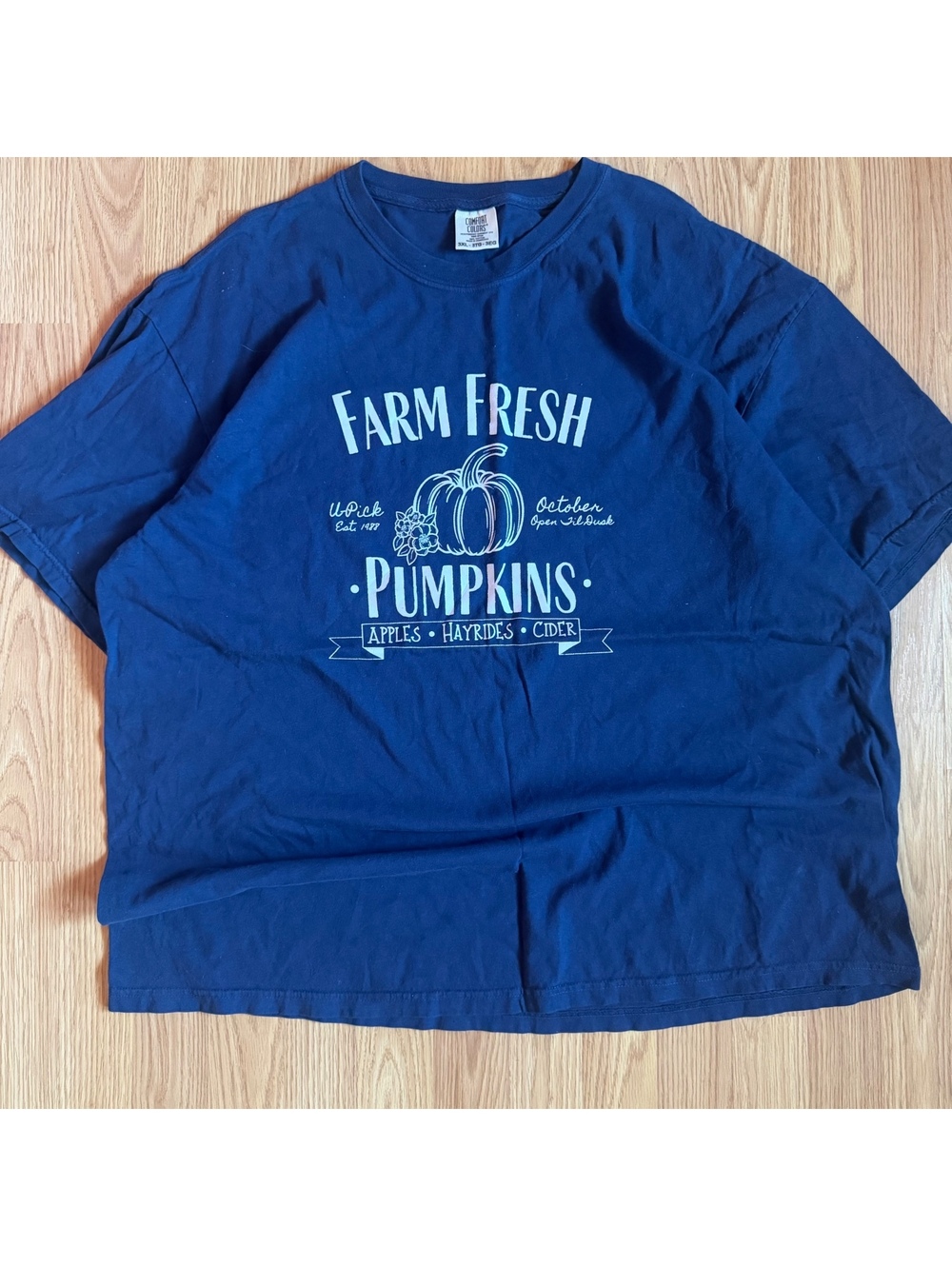 Comfort Colors Navy Blue Fall Cotton tee Size 3X